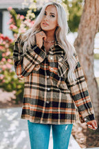 Classic Plaid Button Front Shirt Jacket with Breast Pockets Casual & Minimalist Outerwear Stevvex