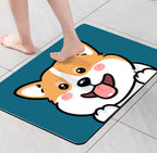 West Highland Corgi Teddy Diatoms Mud Absorbent Non-slip Floor Mat Pi-Mart