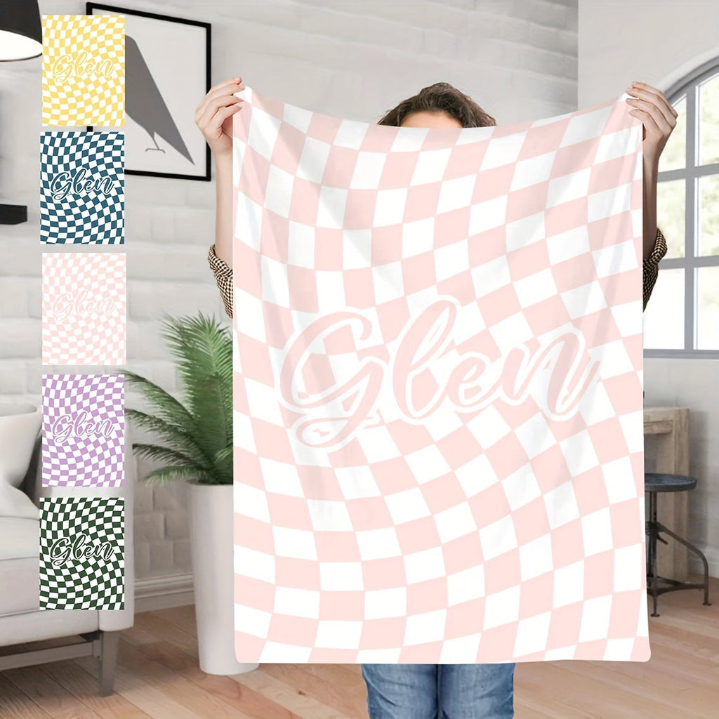 1pc Custom Blanket Vintage Striped Name Custom Blanket Soft Flannel Sofa Blanket TV Blanket Personalized Custom Blanket Exclusive Gift Blanket Lootquake LLC