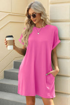 Short Sleeve Mini Dress with Pockets Casual & Stylish Everyday Wear