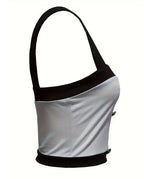 Women's Square Neck Sleeveless Color Blocked Versatile Slim Fit Vest - SJB-DIAMOND ELITES