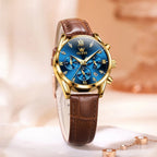 Women's Leather Strap Quartz Waterproof Luminous Watch