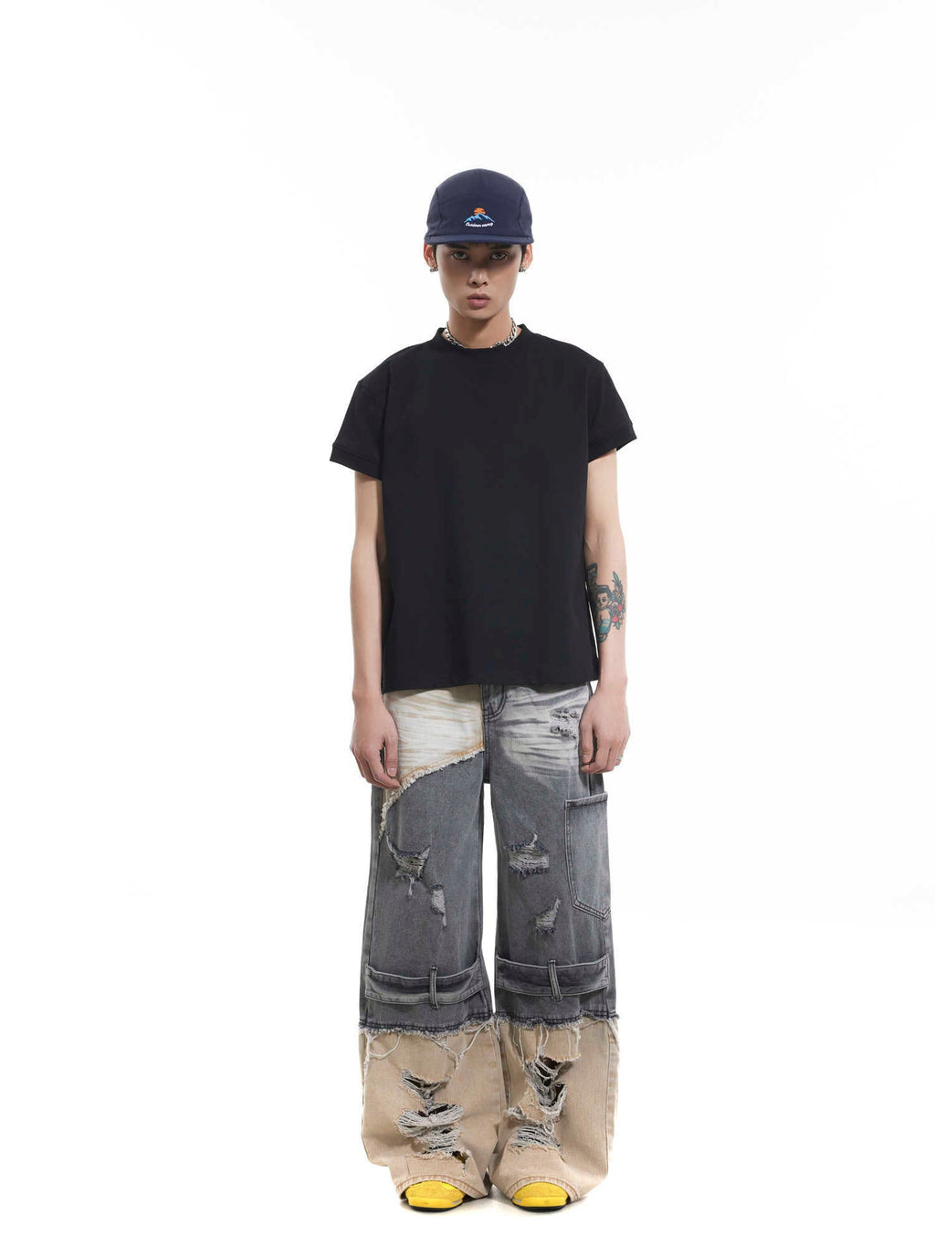 Niche Heavy Industry Washed Damaged Stitching Skinny Jeans Lootquake LLC