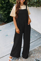 Fashion Square Neck Jumpsuit With Pockets Spring Summer Casual Solid Color Loose Overalls Womens Clothing Pi-Mart