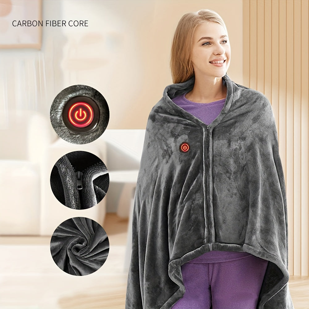 Electric Heating Blanket (59.06x31.5x0.59inch) USB Charging And Heating Blanket, Flannel Single Person Warm Shawl, Three Speed Temperature Control Adjustment, Suitable For Office Lunch Break, Outdoor Travel, Car Travel, And W