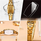 Women's Gold Stainless Steel Diamond Dial Dress Watch