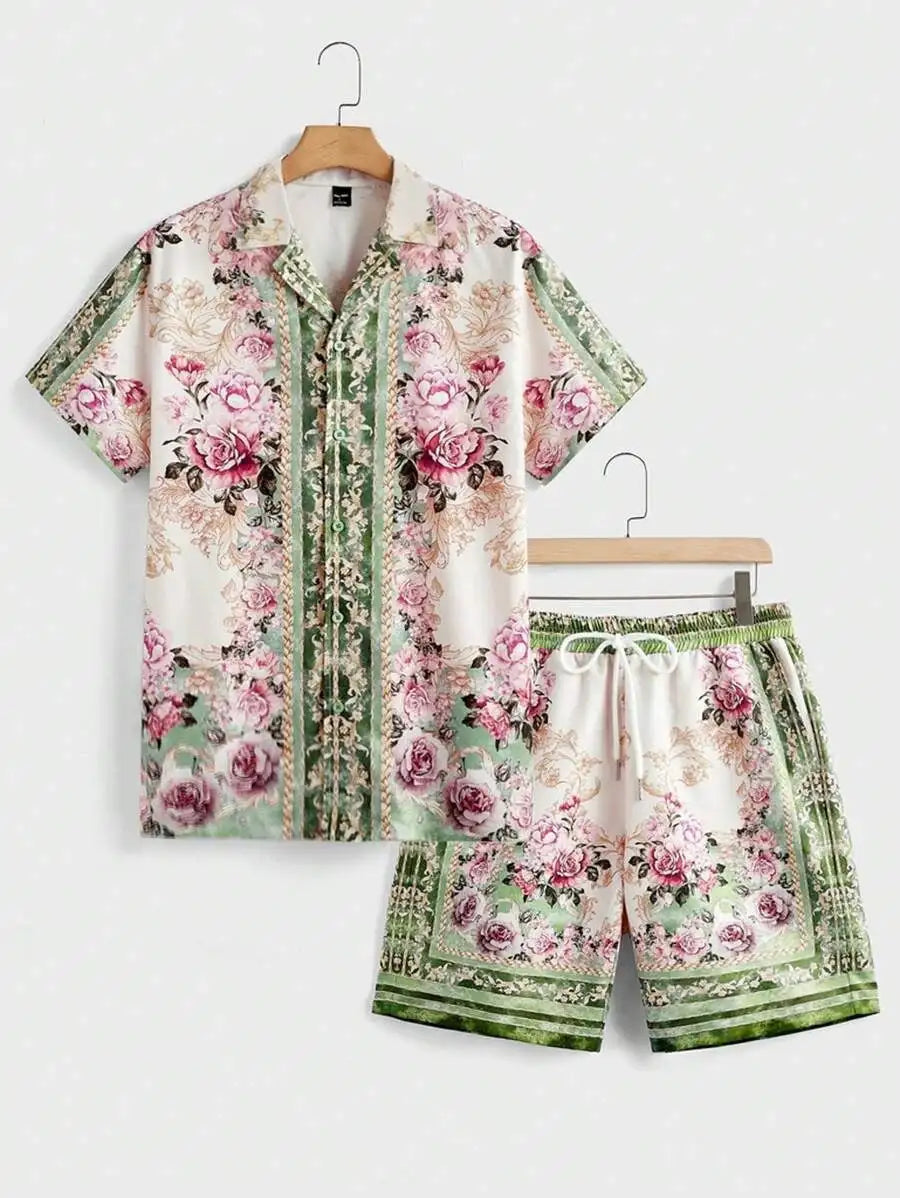 3D Digital Printing Men's Casual Loose Shirt Shorts