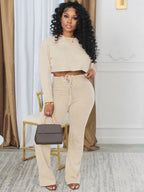 Solid Casual Two Piece Set for Women Sweatsuit Sporty Fitness Long Sleeve Top and Lace-up Wide Leg Pants Joggers Tracksuit Fall Purplish Diva