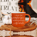 Pumpkin Horror Mug 14.5oz Orange Ceramic Campfire Dual-Sided White Text