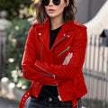 Women's Short Women's Leather Jacket Coat Jacket Pu Pi-Mart
