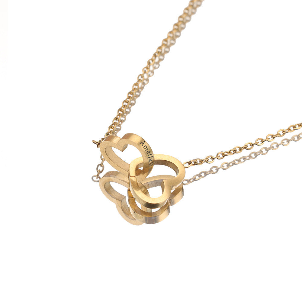 Simple Stainless Steel Plating Love Engraved Necklace Pi-Mart