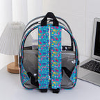 PVC transparent waterproof backpack, smiley face beauty printing student backpack, book storage shoulder travel bag - SJB-DIAMOND ELITES