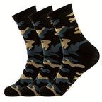 3 Pcs Men's Camo Sports Crew Socks - Durable, Stretchy, Ribbed Cuff for All Seasons Lootquake LLC