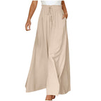 Women's Fashion Wide Leg Elastic Waistband Wide Leg High Waist Long Dress Pants Pi-Mart