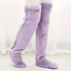 Cozy Couple's Thigh-High Fuzzy Socks - Warm, Durable Knit Over-The-Knee Stockings, Easy-Care Solid Hosiery Lootquake LLC