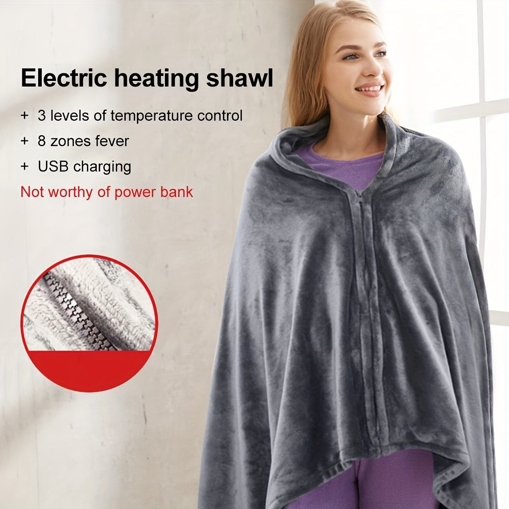 Electric Heating Blanket (59.06x31.5x0.59inch) USB Charging And Heating Blanket, Flannel Single Person Warm Shawl, Three Speed Temperature Control Adjustment, Suitable For Office Lunch Break, Outdoor Travel, Car Travel, And W