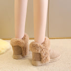 Snow Boots For Women Students Winter Warm Slip On Fluffy Platform Comfy Fleece Ankle Boots Non-slip Plush Cotton Shoes Pi-Mart