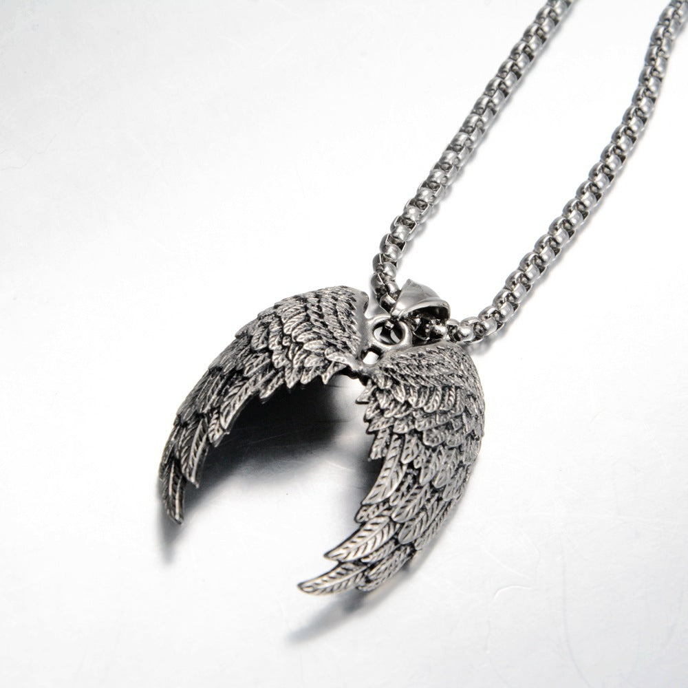 Feather Wings Retro Titanium Steel Personality Punk Necklace Pi-Mart