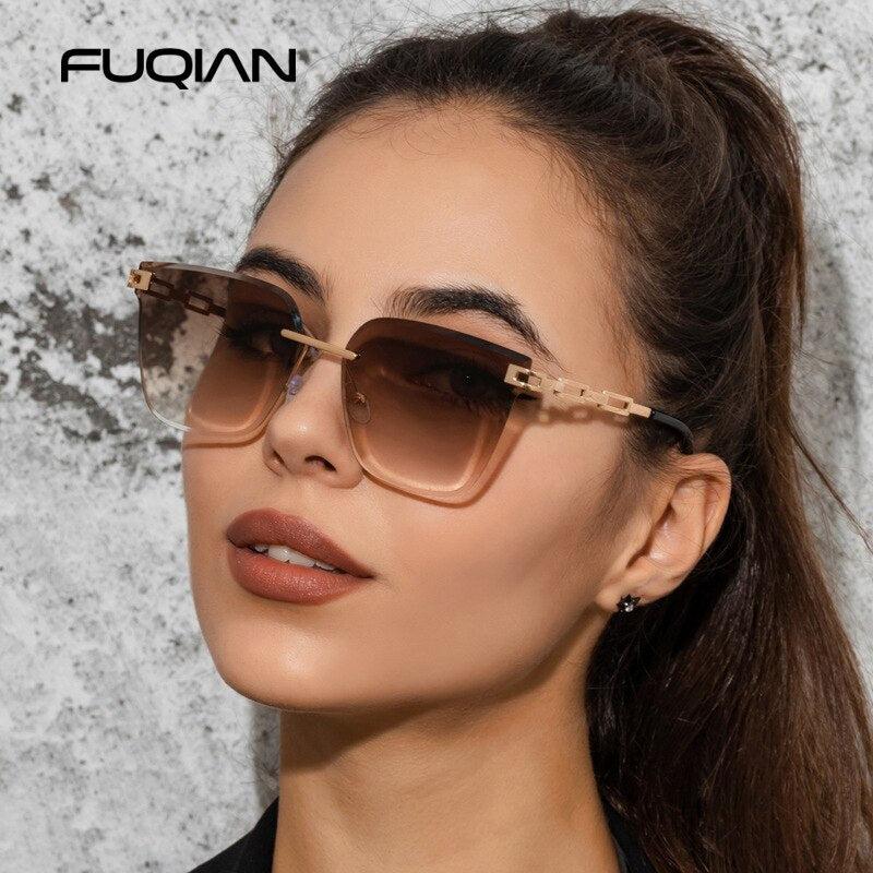 UV400 Cat Eye Sunglasses Frameless - SJB-DIAMOND ELITES