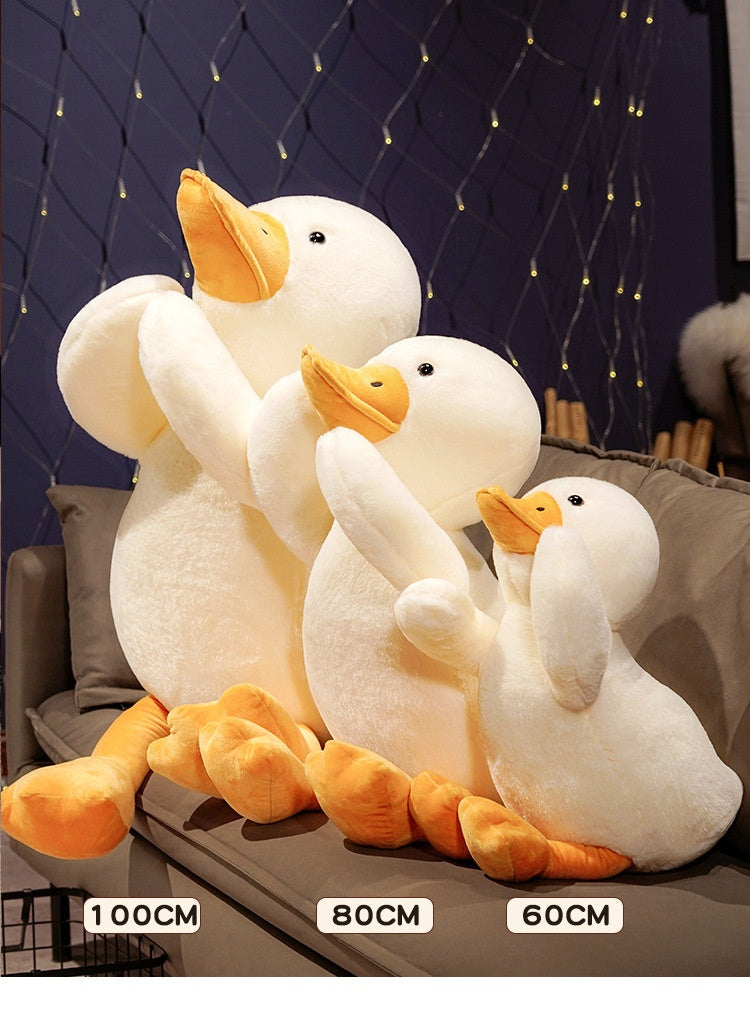 Lying Big White Duck Feather Plush Toy Soft And Adorable Pillow Pi-Mart
