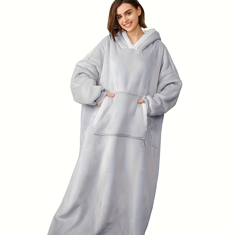 1pc Cozy Wearable Blanket Hoodie - Soft Sherpa Fleece, Huge Pockets, Adjustable Belt, Warm Winter Gift for Women, Men, Girlfriend, Mom - Perfect for Indoor Outdoor Activities Lootquake LLC