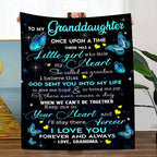 1pc Soft Flannel Butterfly Pattern Envelope Printed Blanket, To My Granddaughter From Grandma Throw Blanket for Couch Bed Sofa Office Car Camping, One For All Seasons