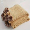 Vintage Chunky Knit Throw Blanket with Pom-pom Embellishment, Space Theme, All Seasons Polyester Cover, Knitted Casual Office Living Room Bedroom Nap Sofa Bed End Blanket 1PC Lootquake LLC