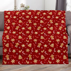 1pc Christmas Theme Blanket, Red Gingerbread Man Christmas Tree Blanket, Soft Warm Throw Blanket Nap Blanket For Couch Sofa Office Bed Camping Travel, Multi-purpose Gift Blanket For All Season Lootquake LLC
