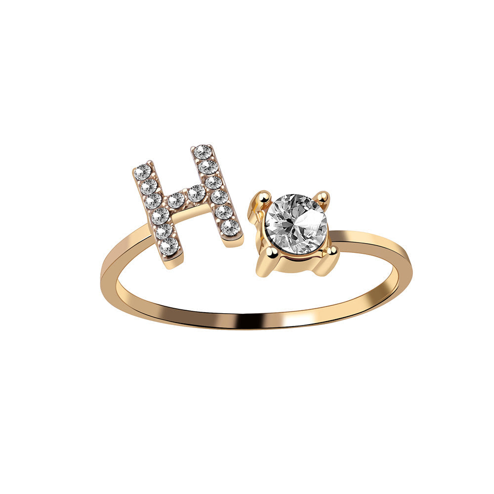 Adjustable 26 Initial Letter Ring Fashion Jewelry For Women Simple Elegant Jewelry Pi-Mart