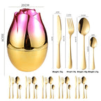 24 Pieces Stainless Steel Knife Fork And Spoon Western Dinner Set Ornaments Pi-Mart