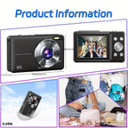 Digital Camera, Camkory FHD 1080P Camera 44MP Point and Shoot Digital Cameras with 32GB SD Card, 16X Zoom, Lanyard, Compact Small Camera, Best Gift for Boys Girls Lootquake LLC
