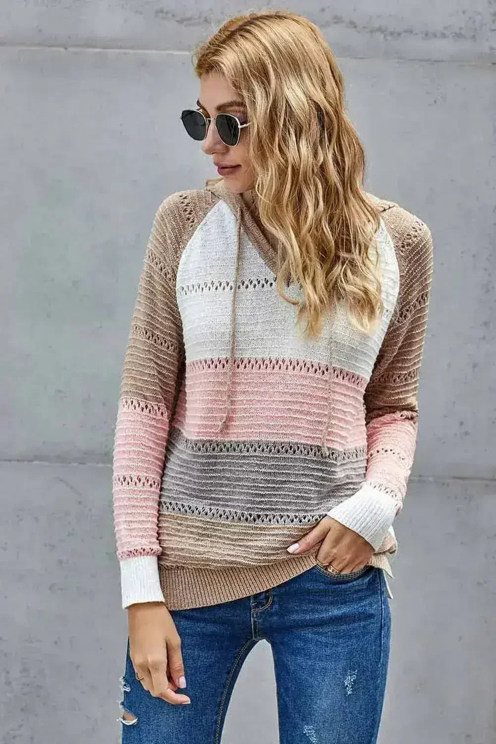 Casual Multicolor Beach Bonfire Knitted Hoodie - SJB-DIAMOND ELITES