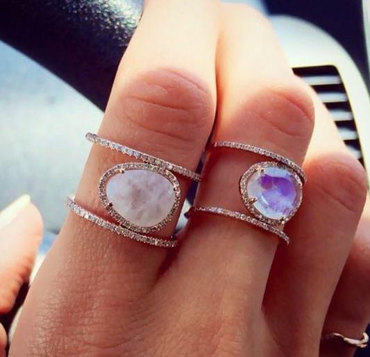 Double Band Moonstone Ring - SJB-DIAMOND ELITES
