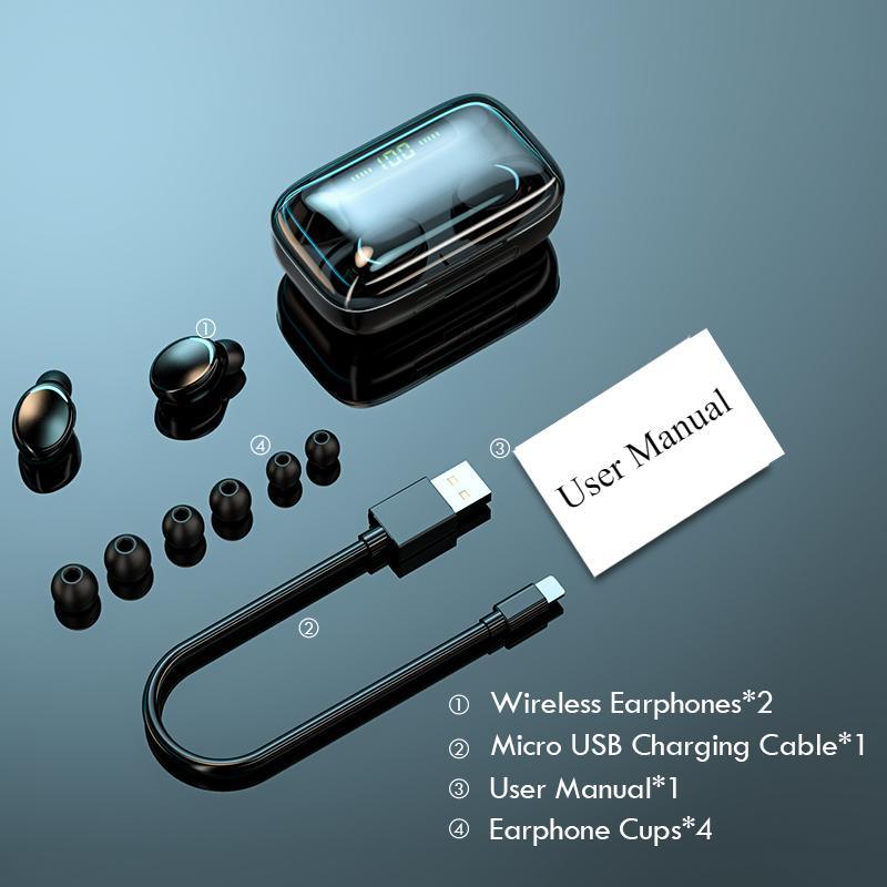 STEVVEX TWS Bluetooth 5.0 Earphones 2200mAh Charging Box Wireless Headphone 9D Stereo Sports Waterproof Earbuds Headsets With Microphone - SJB-DIAMOND ELITES