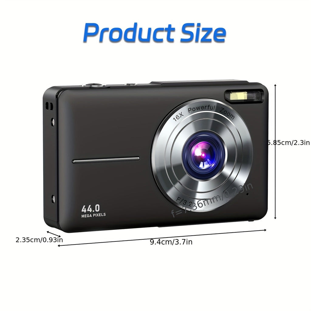 Digital Camera, Camkory FHD 1080P Camera 44MP Point and Shoot Digital Cameras with 32GB SD Card, 16X Zoom, Lanyard, Compact Small Camera, Best Gift for Boys Girls Lootquake LLC