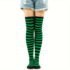 Vibrant Striped Knee High Socks - Women's Calf Socks for Music Festival, Cosplay Party, and Fashion Statement - Soft, Stretchy, and Comfortable Stockings & Hosiery for All-Day Wear Lootquake LLC