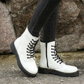 Fashion Lace-up Boots For Women Autumn And Winter Black White Zipper Mid-calf Boots Elegant Low Heel Shoes Pi-Mart