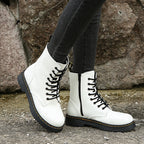 Fashion Lace-up Boots For Women Autumn And Winter Black White Zipper Mid-calf Boots Elegant Low Heel Shoes Pi-Mart