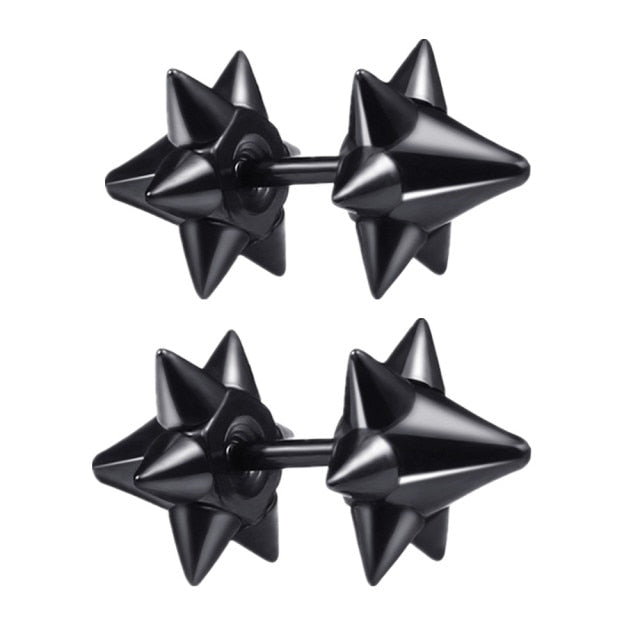 Small Black Punk Stud Earrings Pi-Mart