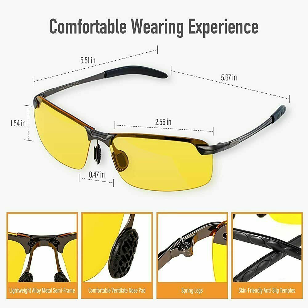Polarized HD Night Driving Vision Glasses For Men & Women Aviator Sunglasses Pi-Mart
