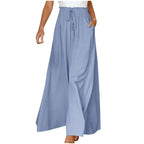 Women's Fashion Wide Leg Elastic Waistband Wide Leg High Waist Long Dress Pants Pi-Mart