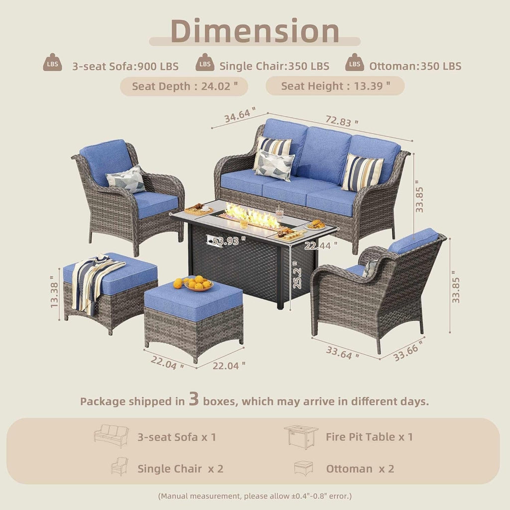 Patio Furniture Set With 53 Inch Gas Fire Pit Table