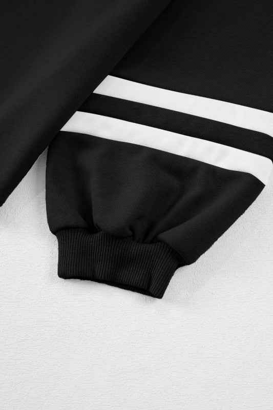 Varsity Stripe Pullover and Drawstring Pant Set THRIXINE