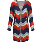 European And American Women's Jackets Striped Print Women's Cardigan Top