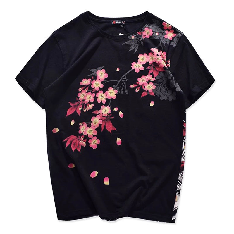 Vintage Japanese Harajuku Floral Carp Men's T-shirt