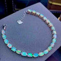 Silver Plated 18k Gold Inlaid Natural Dazzling Opal Bracelet Women Pi-Mart