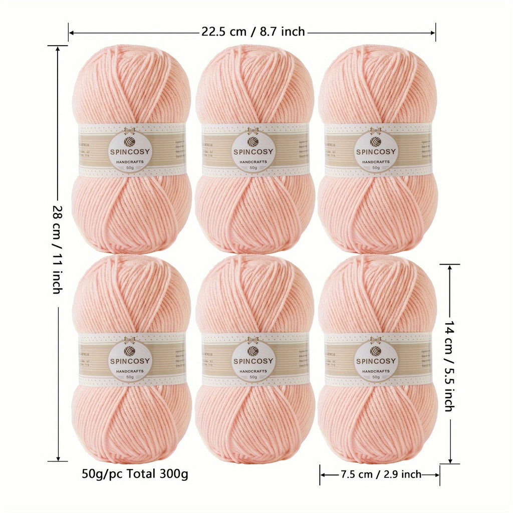 6pcs 4 Layers Hand-woven Crochet Yarn, Soft And Comfortable, 100% Acrylic Yarn, Suitable For DIY Crocheting And Knitting Scarf, Sweater, Shawl, Blanket, 1.76oz/pc