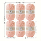 6pcs 4 Layers Hand-woven Crochet Yarn, Soft And Comfortable, 100% Acrylic Yarn, Suitable For DIY Crocheting And Knitting Scarf, Sweater, Shawl, Blanket, 1.76oz/pc