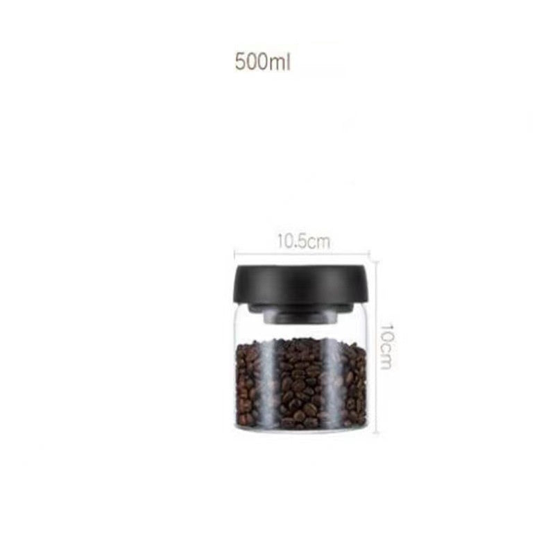 Vacuum Sealed Jug Set Black Coffee Beans Glass Airtight Canister Kitchen Food Grains Candy Keep Good Storage Jar Set Kitchen Gadgets Pi-Mart