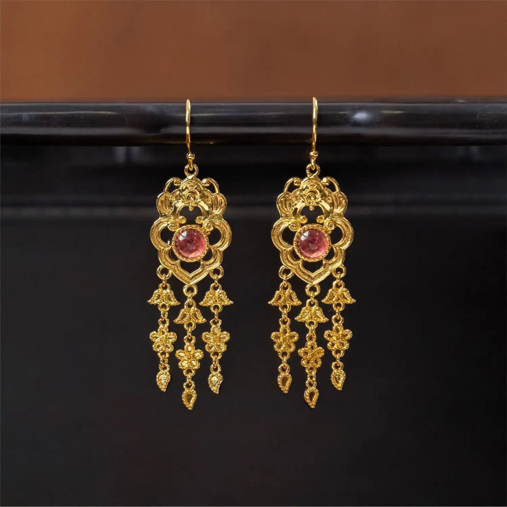 Bat Tassel Earring Girl New Chinese Blue And White Carving